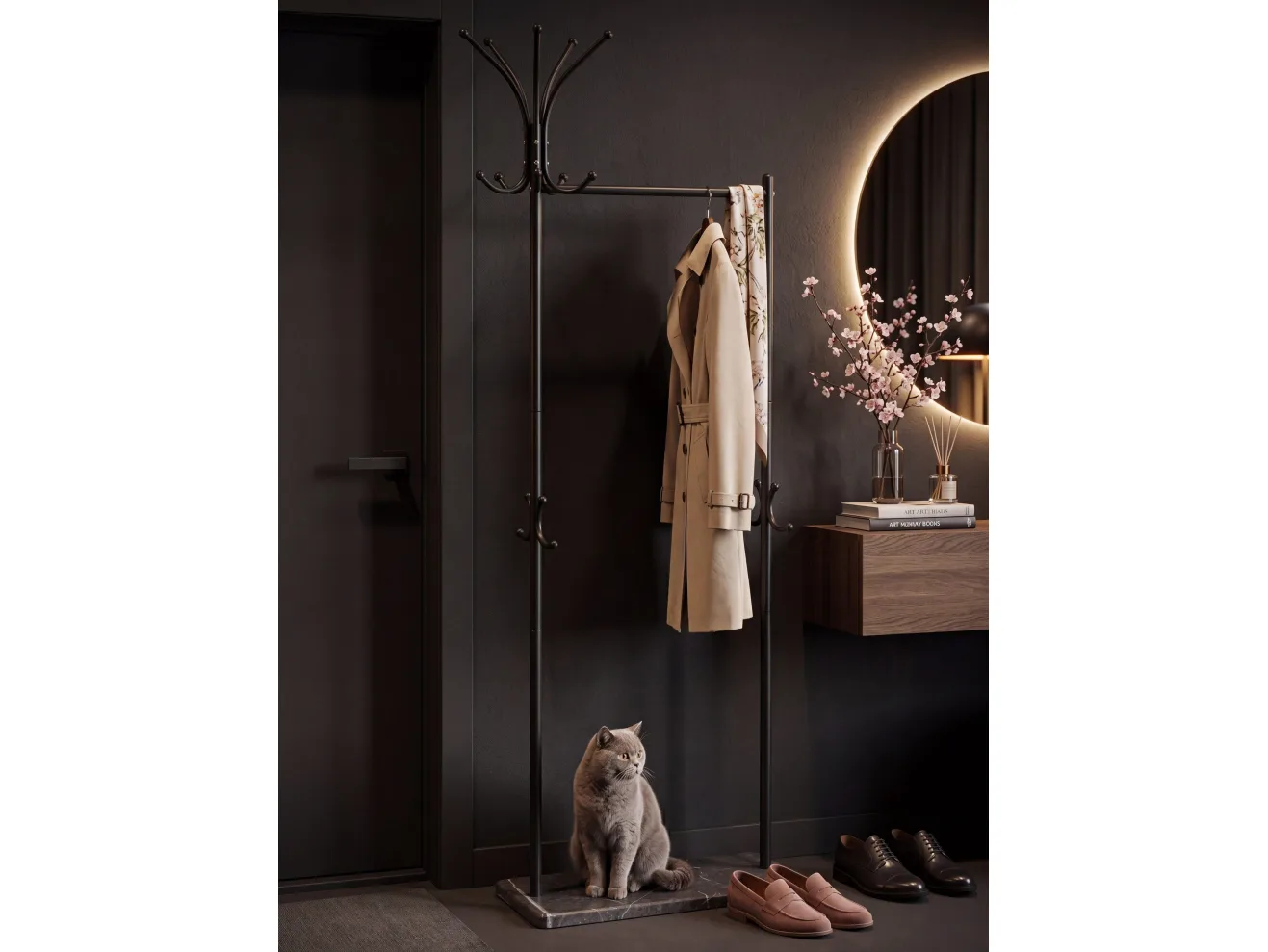 Вешалка напольная Мебелик Пико 27 черный/торос графит софт арт. 6149698802