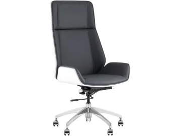 Кресло руководителя TopChairs Crown SN, серо-голубой, белый