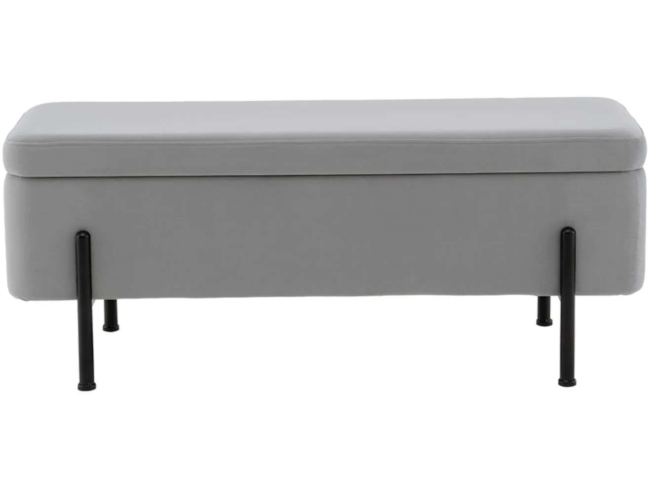 Банкетка STOOL GROUP Болейн с ящиком Велюр серый, черные ножки арт. 2080726708