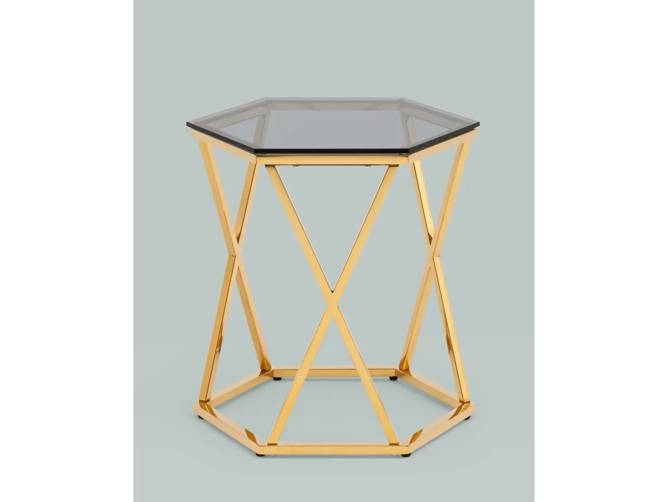 Журнальный столик STOOL GROUP Круз 48*42 Стекло smoke/Сталь золото арт. 7149368601