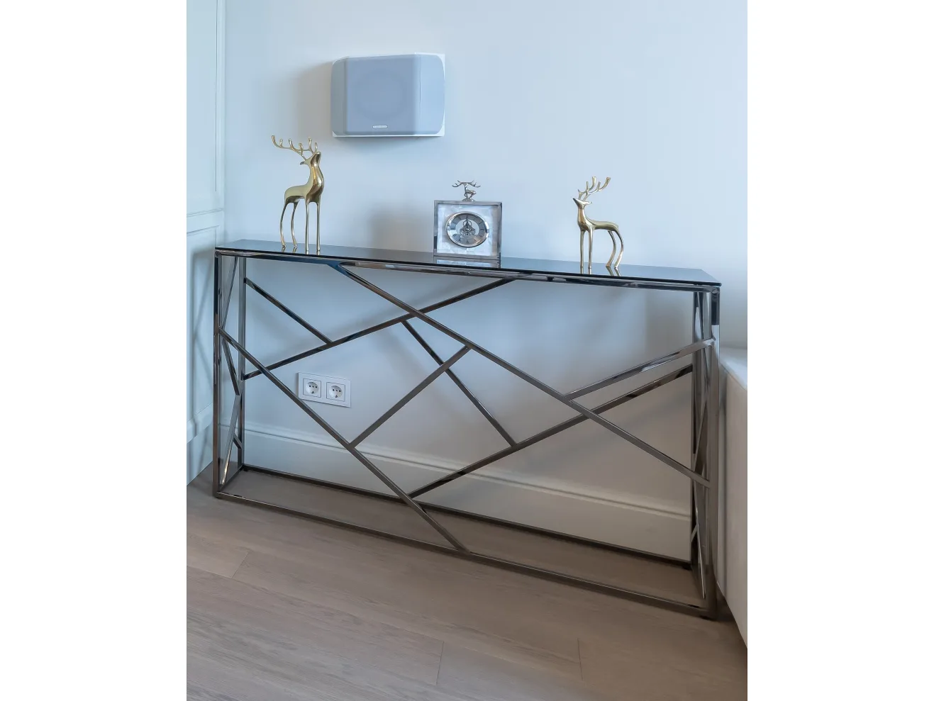 Консоль Stool Group АРТ ДЕКО 115х30 Стекло smoke/Сталь тёмный хром арт. 3299989504