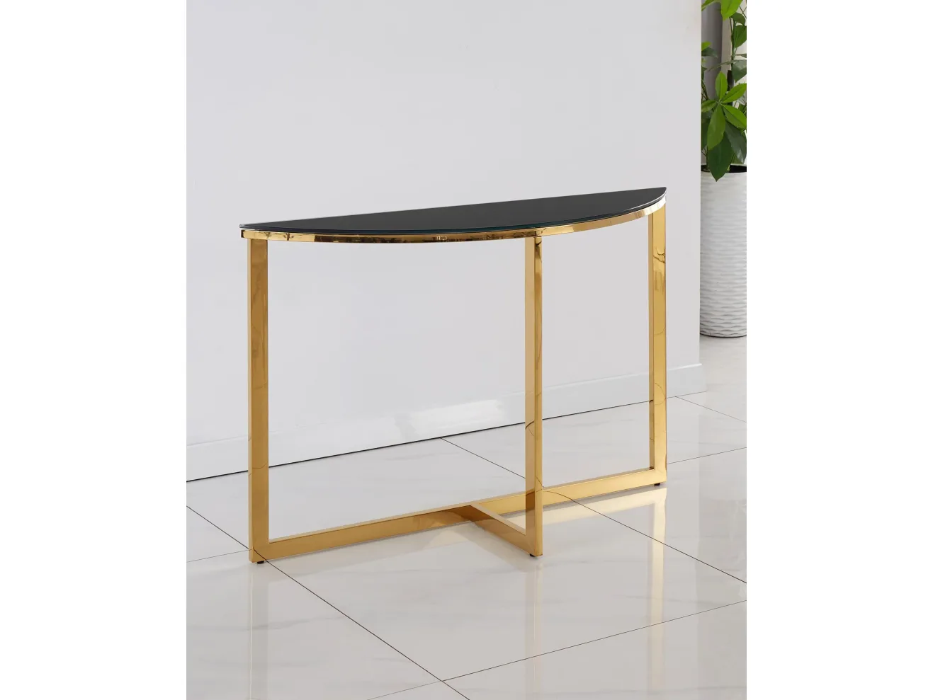 Консоль Stool Group АЛЬБА 115х30 Стекло черное/Сталь золото арт. 7879123501