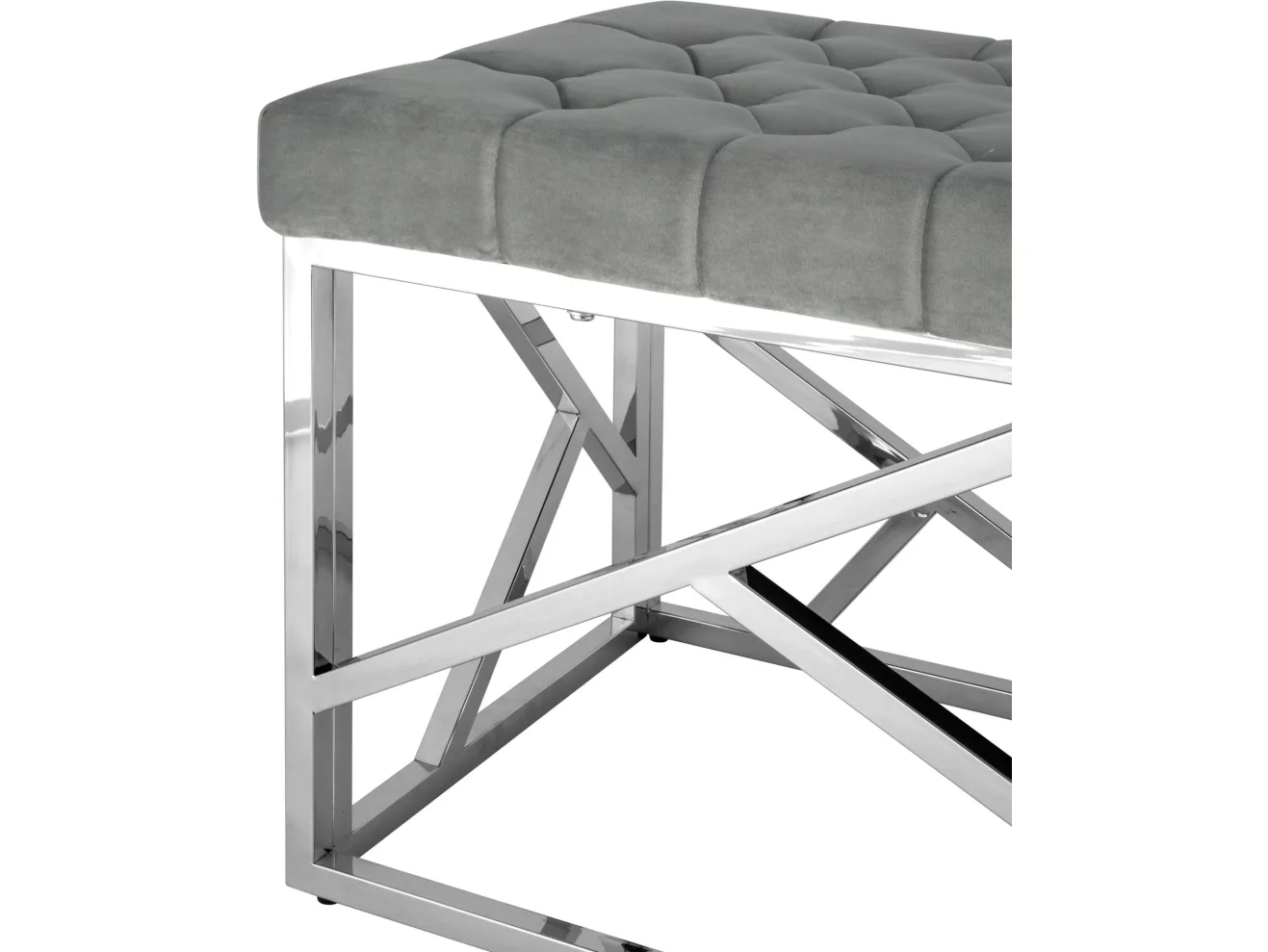 Банкетка-скамейка Stool Group АРТ ДЕКО Вельвет серый/Сталь серебро арт. 2647133602
