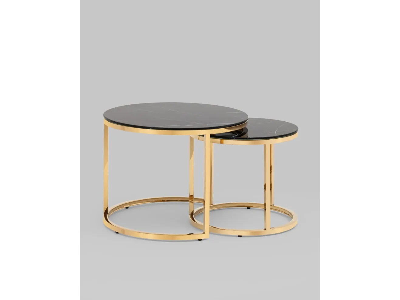 Набор журнальных столиков STOOL GROUP Селена 60 и 45 см Черный мрамор/Золото арт. 9051420902