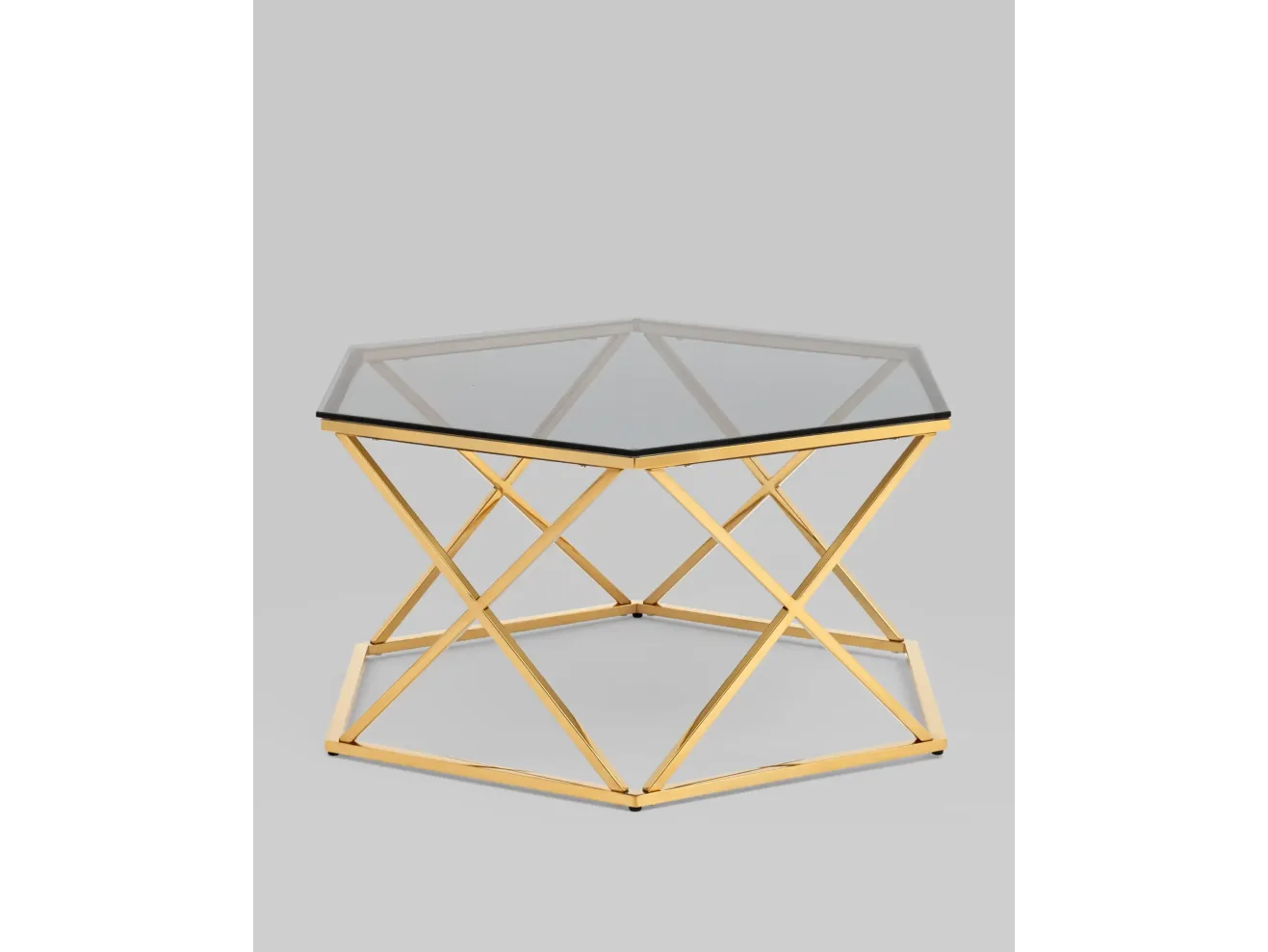 Журнальный столик STOOL GROUP Круз 93*80 Стекло smoke/Сталь золото арт. 6481813301