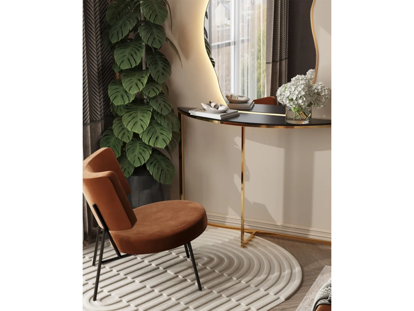 Консоль Stool Group АЛЬБА 115х30 Стекло черное/Сталь золото арт. 7879123501
