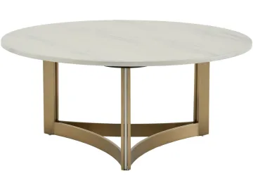Стол журнальный STOOL GROUP Кассия 90*90 Светлая керамика, сталь шампань