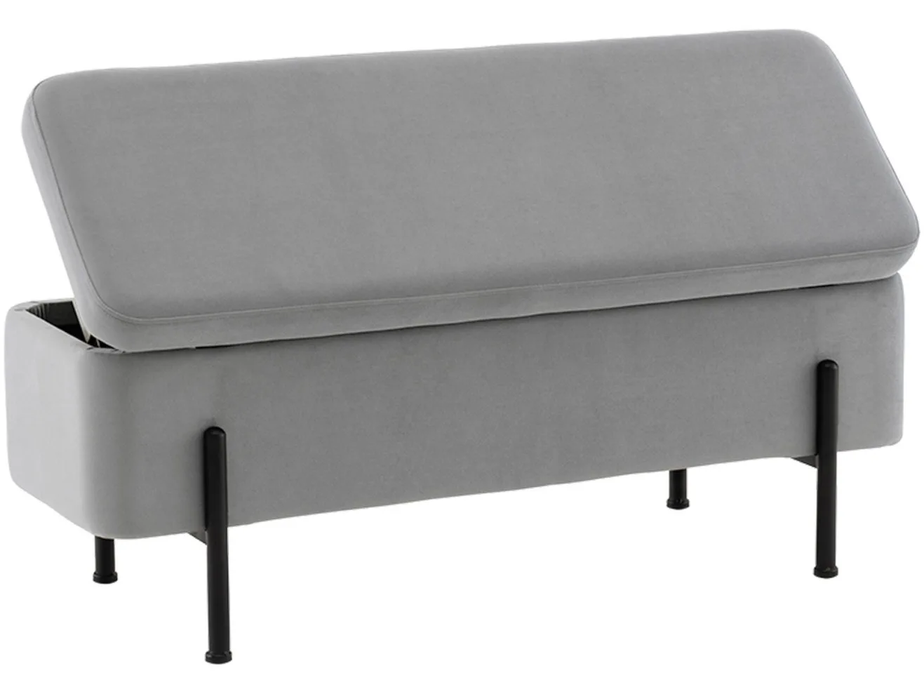 Банкетка STOOL GROUP Болейн с ящиком Велюр серый, черные ножки арт. 2080726708