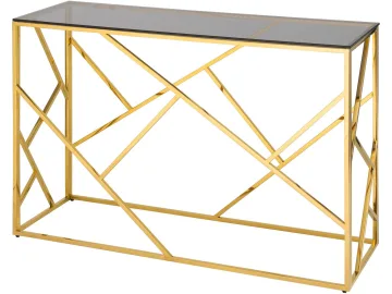 Консоль Stool Group АРТ ДЕКО 120х40 Стекло smoke/Сталь золото