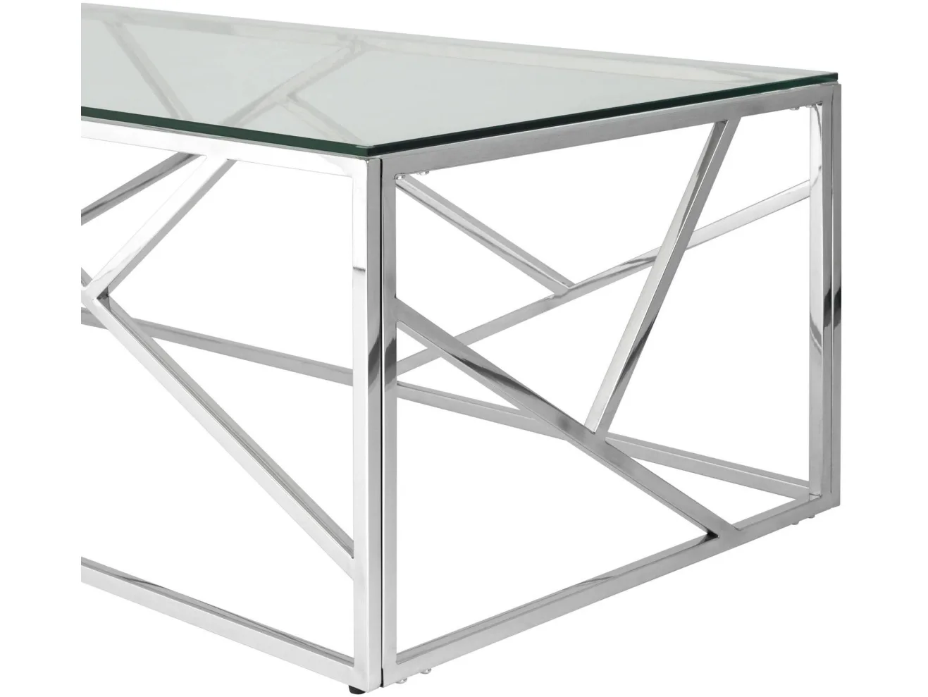Журнальный стол Stool Group АРТ ДЕКО 120х60 Прозрачное стекло/Сталь серебро арт. 1402446402