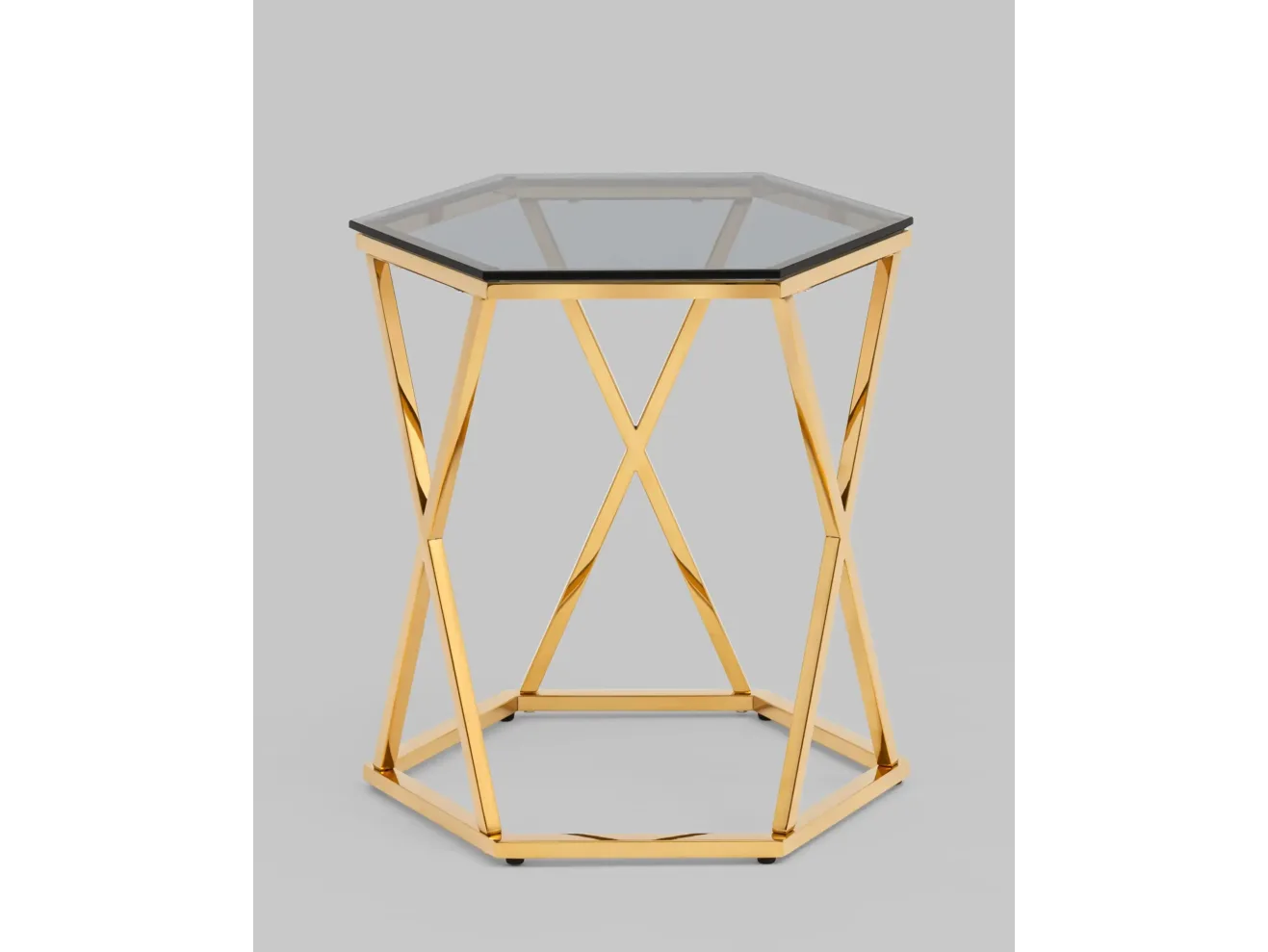 Журнальный столик STOOL GROUP Круз 48*42 Стекло smoke/Сталь золото арт. 7149368601