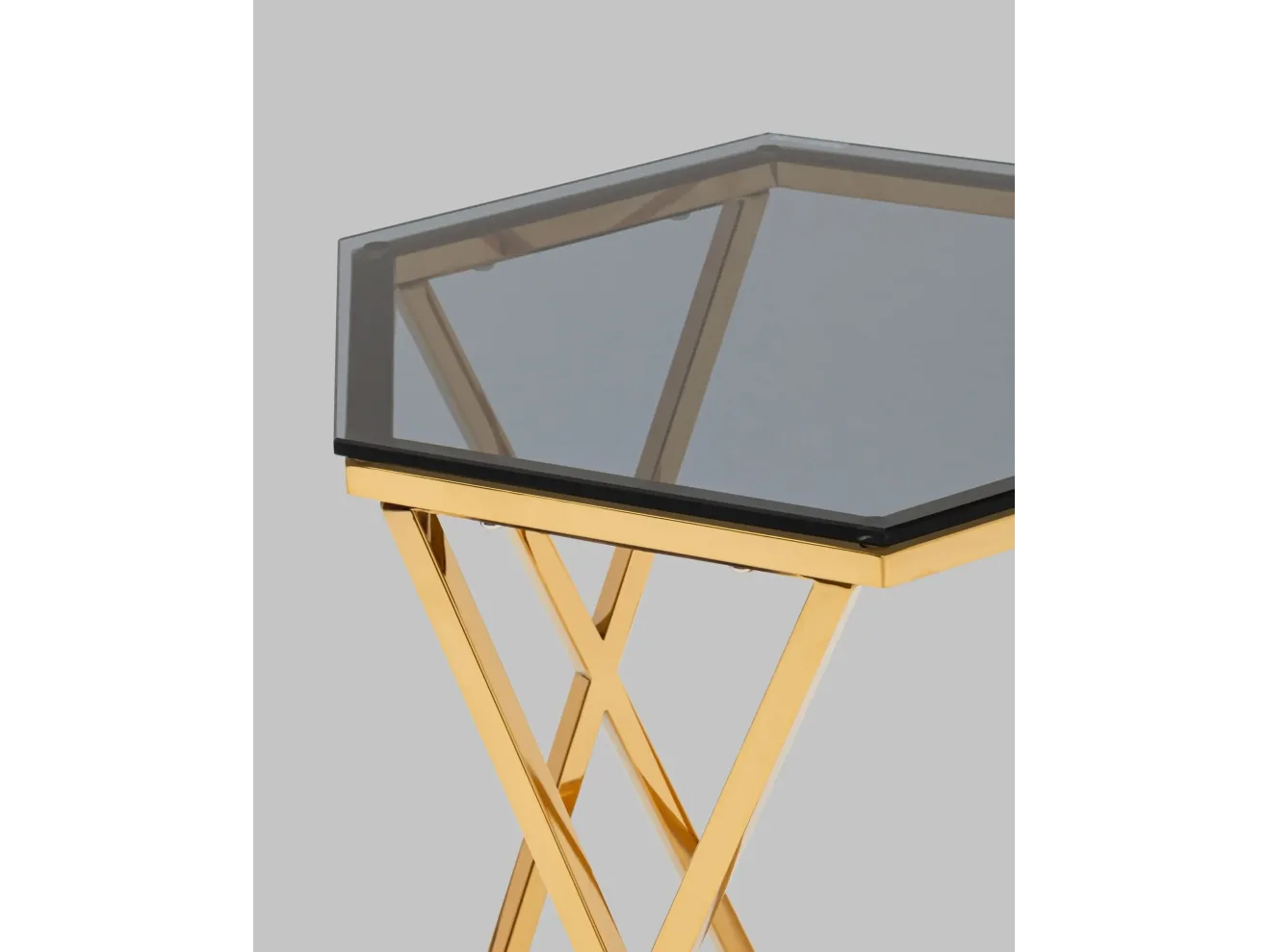 Журнальный столик STOOL GROUP Круз 48*42 Стекло smoke/Сталь золото арт. 7149368601