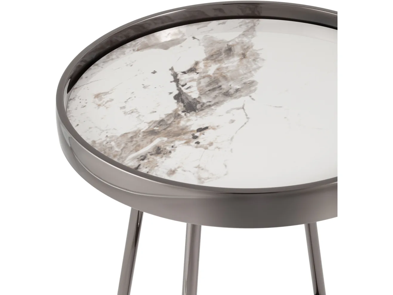 Журнальный столик STOOL GROUP Гера 50*50 Белая керамика, сталь тёмный хром арт. 7265529602