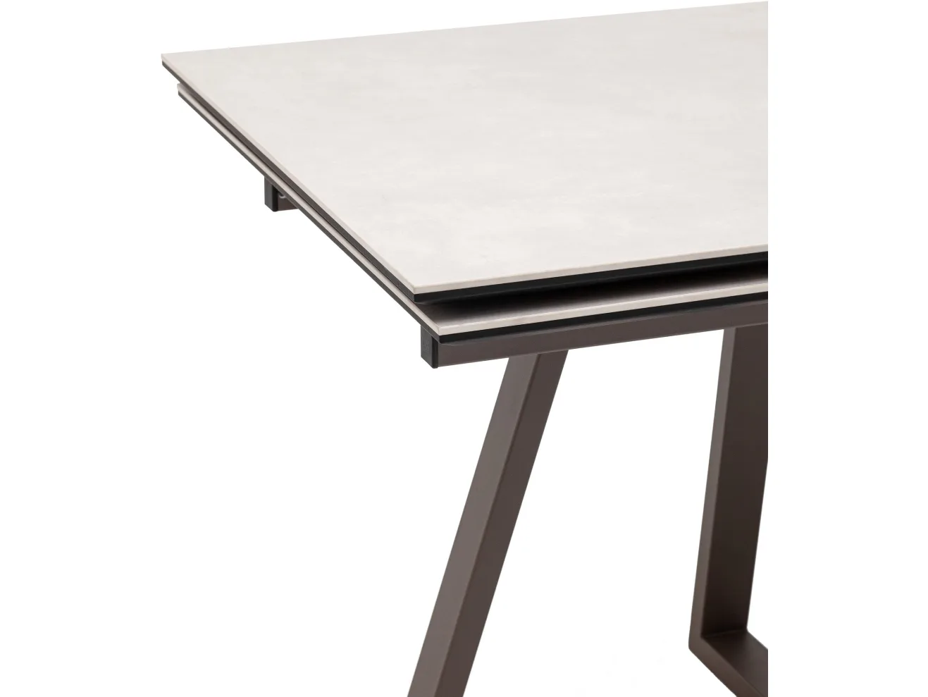 Стол обеденный STOOL GROUP Керас 120-180*80 Carmen light grey, подстолье коричневое арт. 3371808303