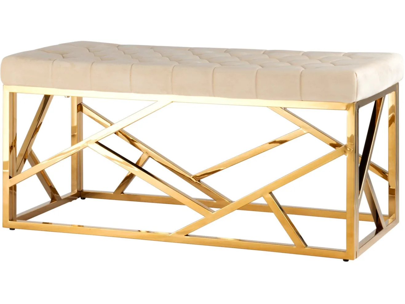 Банкетка-скамейка Stool Group АРТ ДЕКО Вельвет бежевый/Сталь золото арт. 2647133601