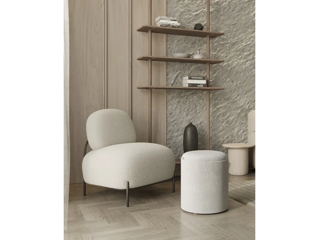 Кресло STOOL GROUP Стоун Ткань букле молочный арт. 3418551605