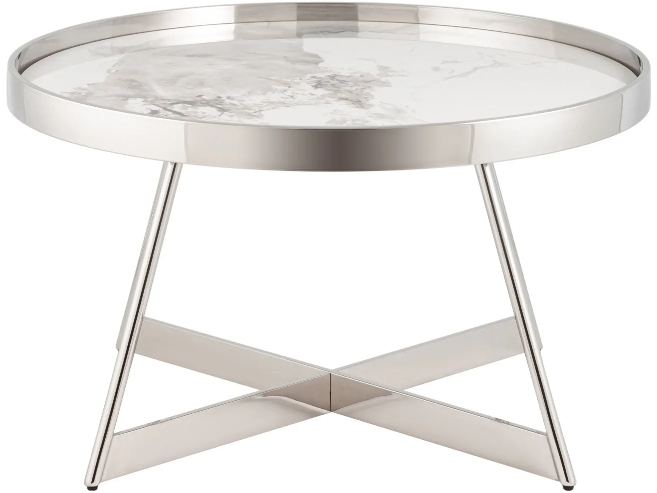 Журнальный столик STOOL GROUP Гера 80*80 Белая керамика, сталь серебро арт. 5772526401