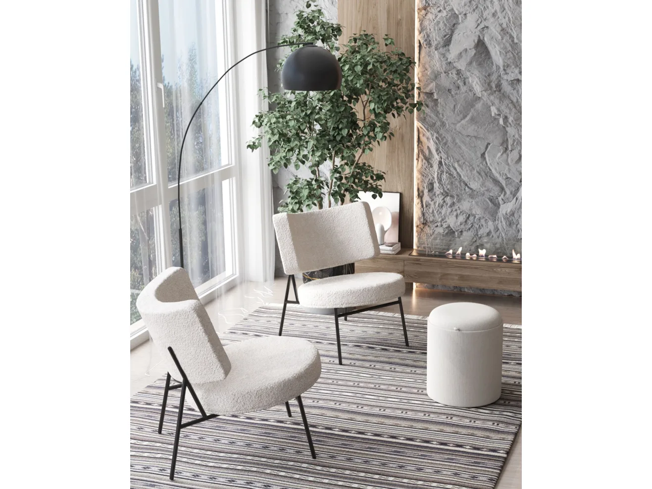 Кресло STOOL GROUP District Lounge Букле белый арт. 8681540001