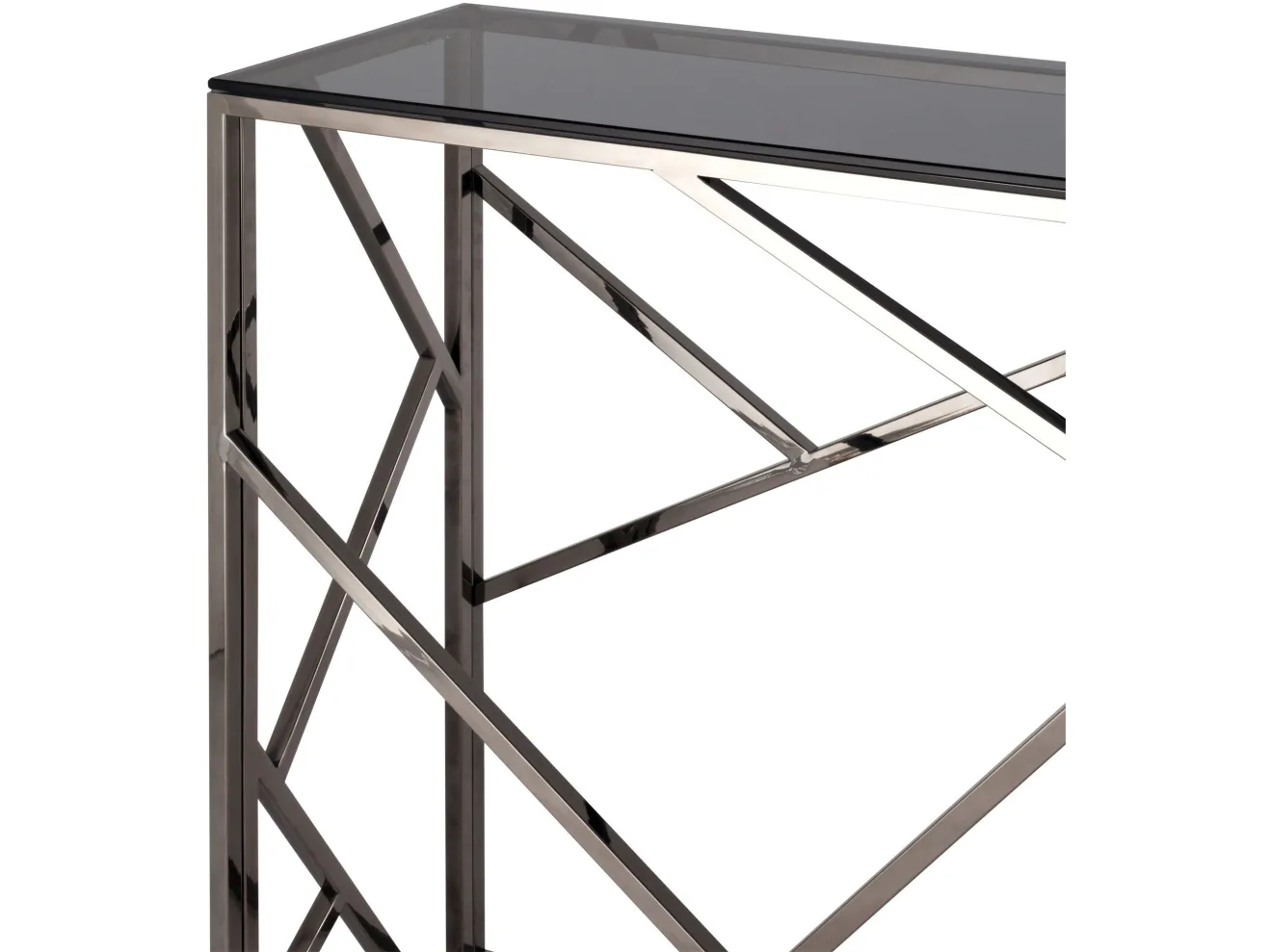Консоль Stool Group АРТ ДЕКО 115х30 Стекло smoke/Сталь тёмный хром арт. 3299989504