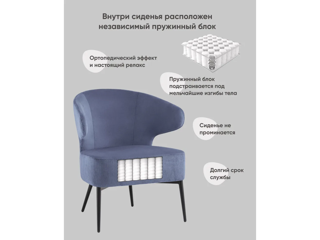 Кресло лаунж STOOL GROUP Royal Stripes Велюр синий арт. 1582617903