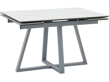 Стол обеденный STOOL GROUP Керас 120-180*80 Snow white, подстолье серое