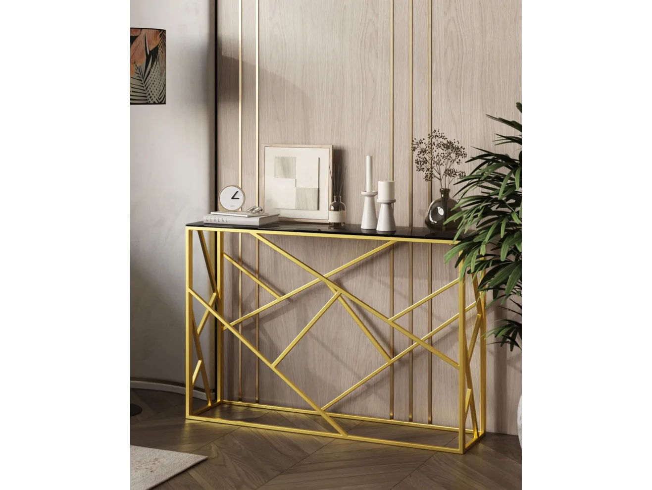 Консоль Stool Group АРТ ДЕКО 115х30 Стекло smoke/Сталь золото арт. 3299989503