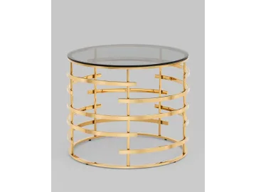 Журнальный столик STOOL GROUP Инфлюэнс 60*60 Стекло smoke/Сталь золото