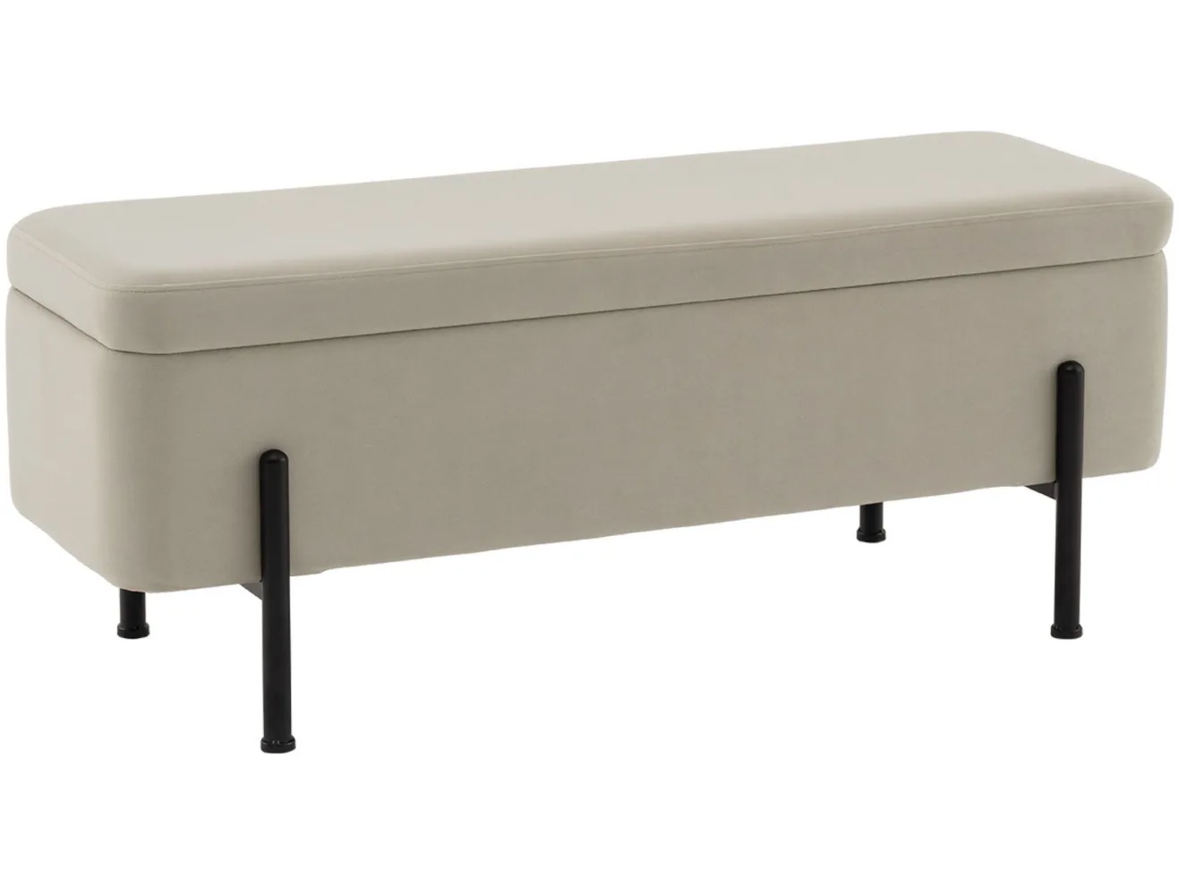 Банкетка STOOL GROUP Болейн с ящиком Велюр бежевый, черные ножки арт. 2080726707