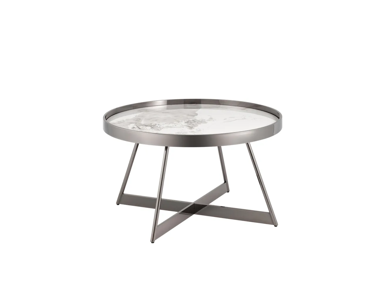 Журнальный столик STOOL GROUP Гера 80*80 Белая керамика, сталь тёмный хром арт. 5772526402
