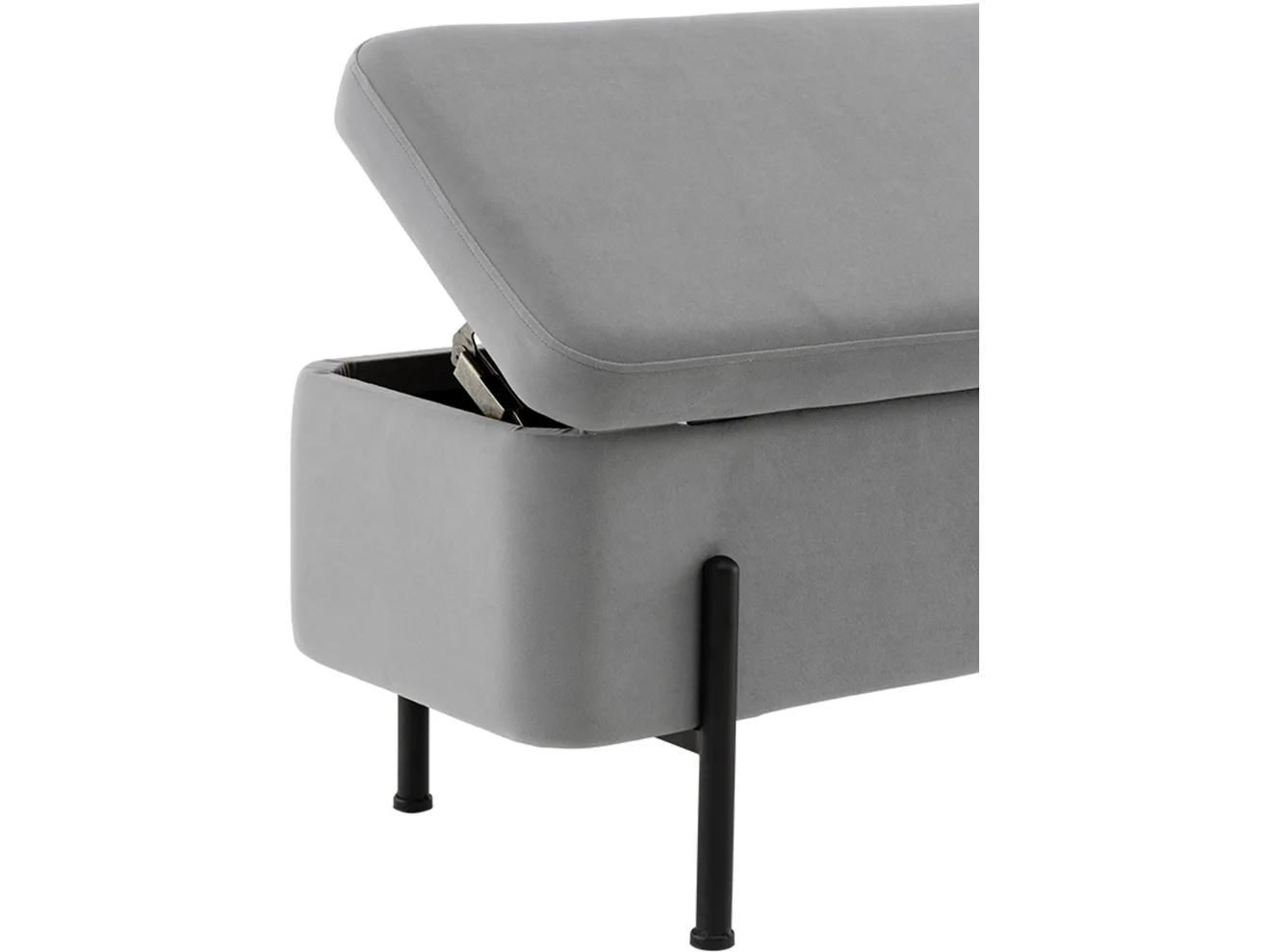 Банкетка STOOL GROUP Болейн с ящиком Велюр серый, черные ножки арт. 2080726708