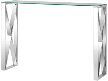 Консоль Stool Group КРОСС 115х30 Прозрачное стекло/Сталь серебро