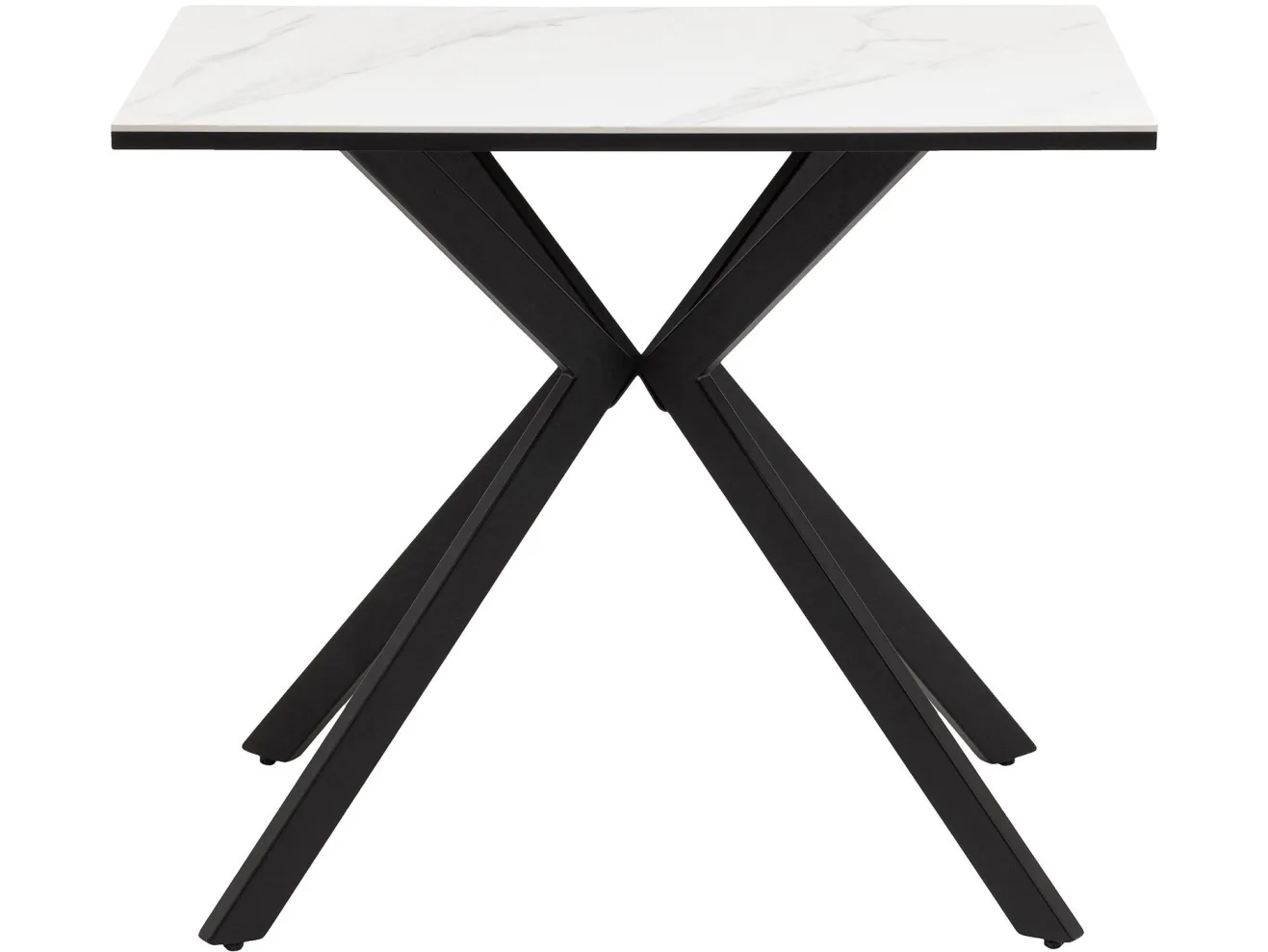 Стол обеденный STOOL GROUP Мармер мини нераскладной 90х60х75 столешница МДФ/керамика Snow white, подстолье металл черный арт. 3771762902