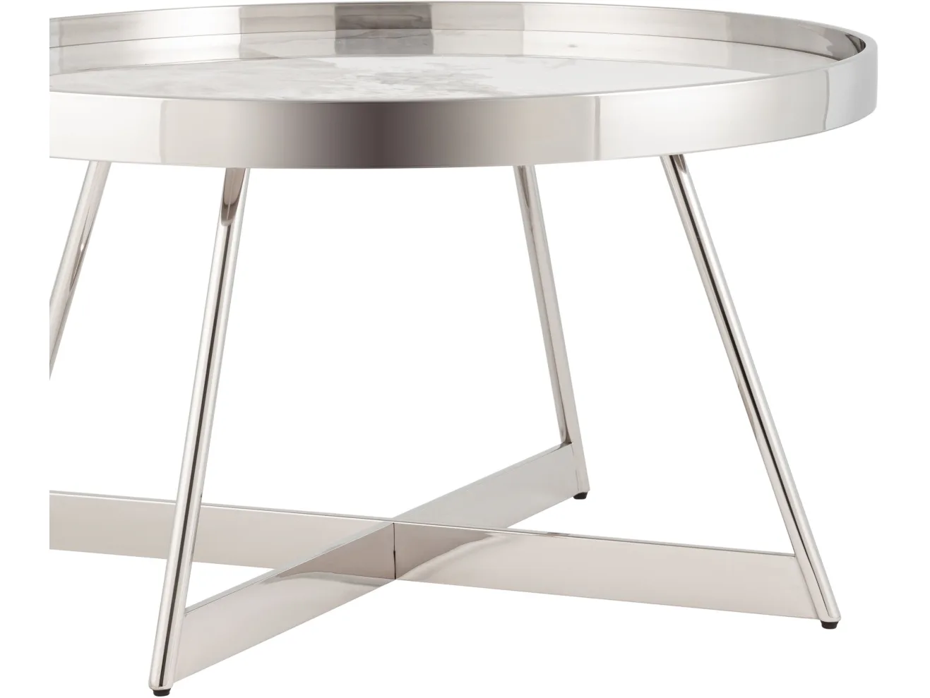 Журнальный столик STOOL GROUP Гера 80*80 Белая керамика, сталь серебро арт. 5772526401