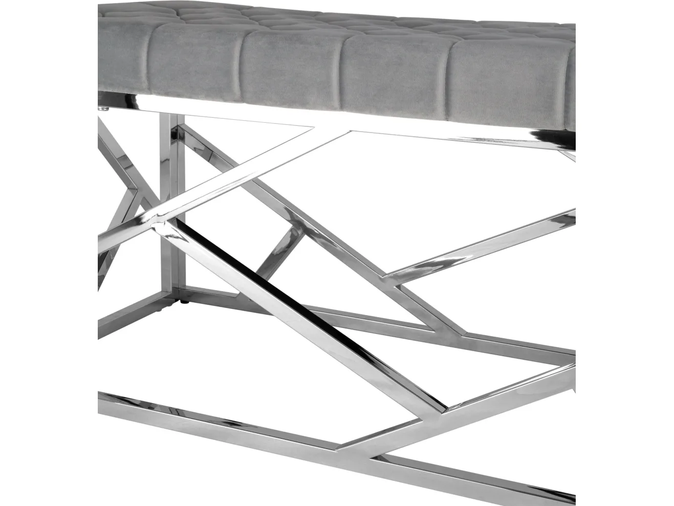 Банкетка-скамейка Stool Group АРТ ДЕКО Вельвет серый/Сталь серебро арт. 2647133602