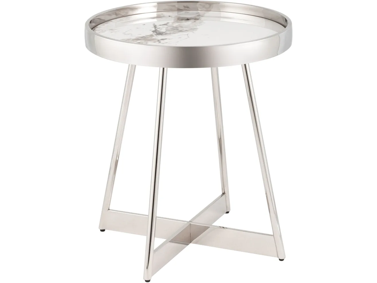 Журнальный столик STOOL GROUP Гера 50*50 Белая керамика, сталь серебро арт. 7265529601