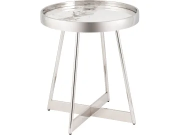 Журнальный столик STOOL GROUP Гера 50*50 Белая керамика, сталь серебро