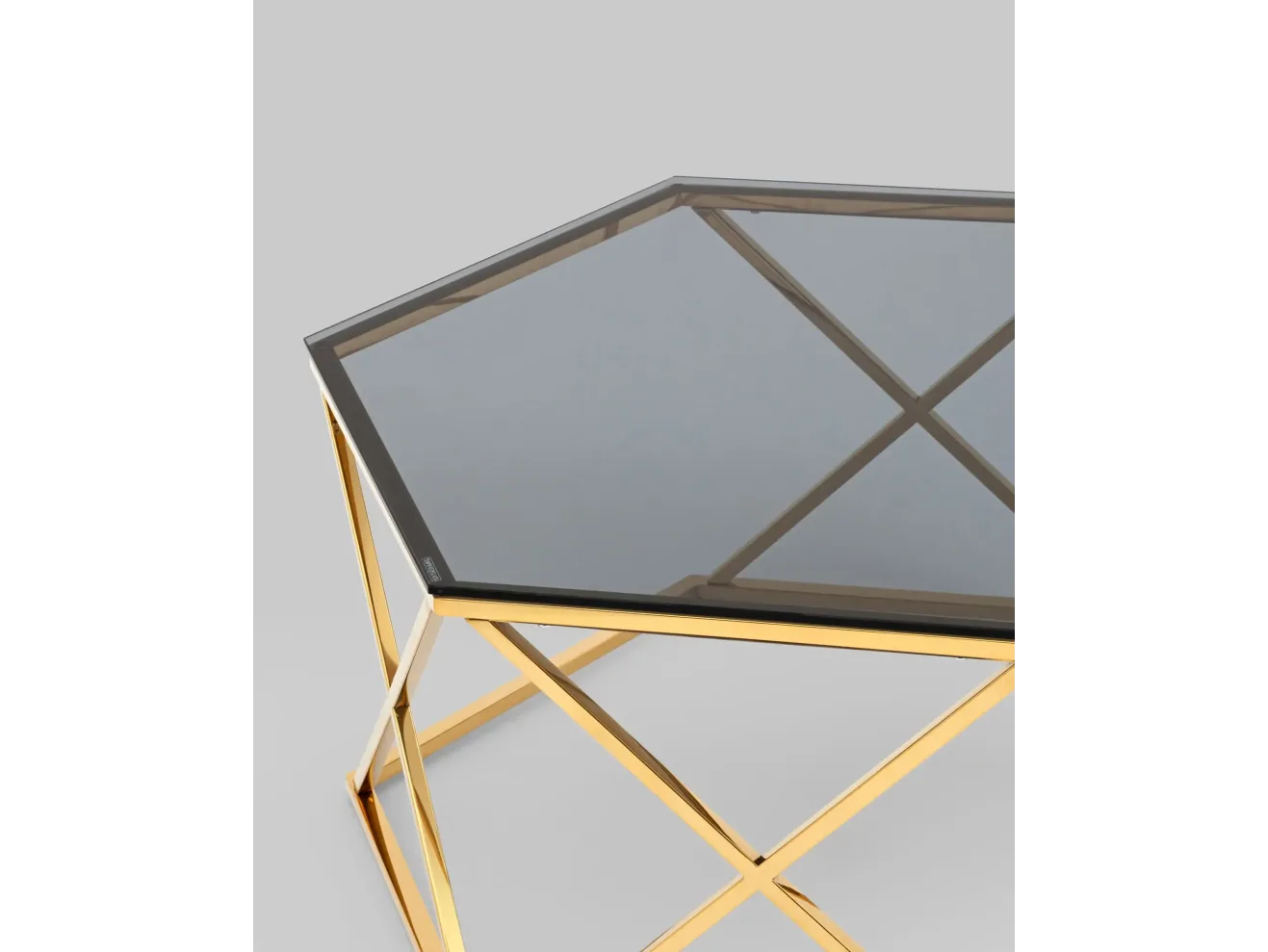 Журнальный столик STOOL GROUP Круз 93*80 Стекло smoke/Сталь золото арт. 6481813301