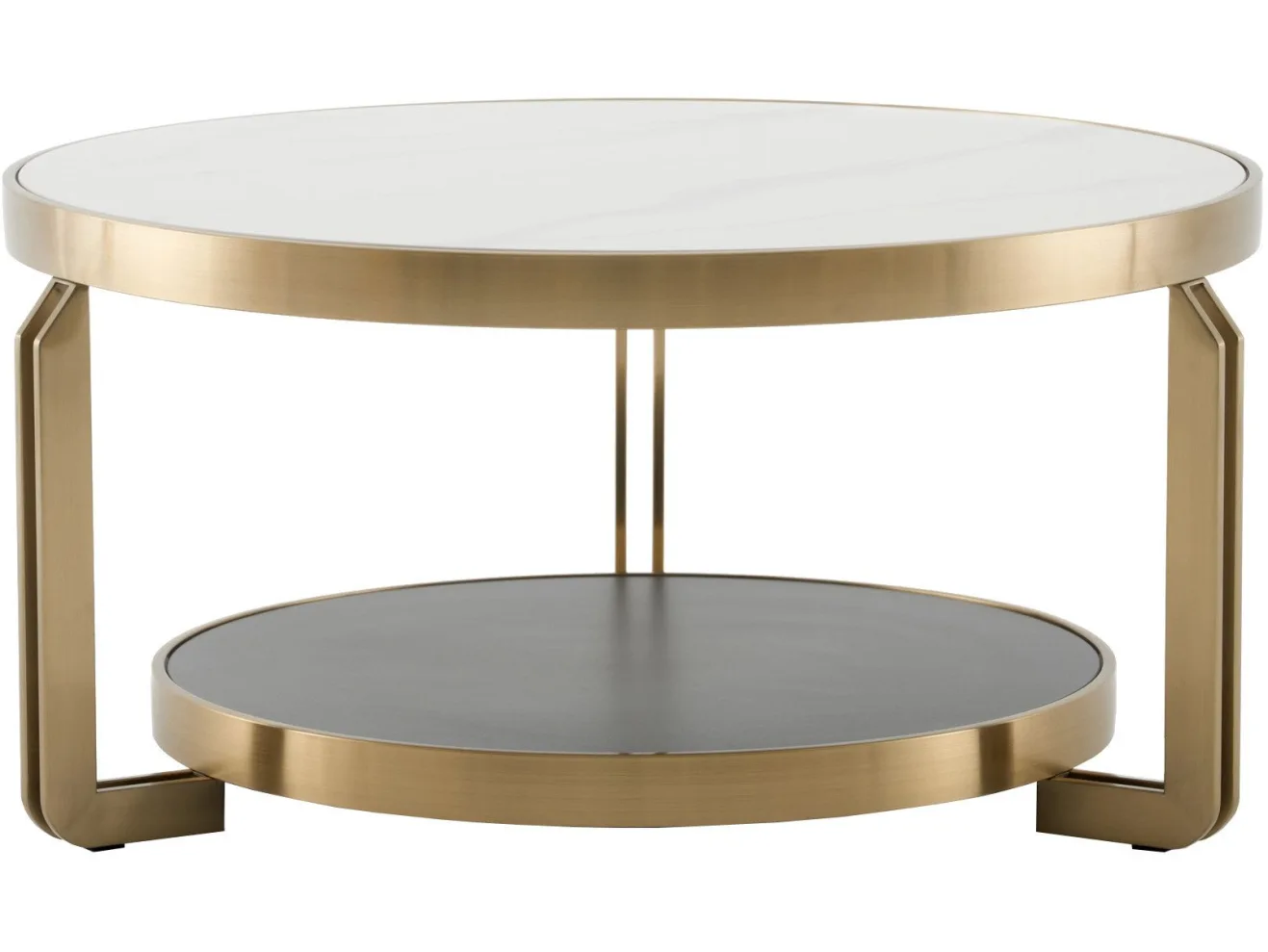 Стол журнальный STOOL GROUP Калисто 90*90 Светлая и темная керамика, сталь шампань арт. 9649550601