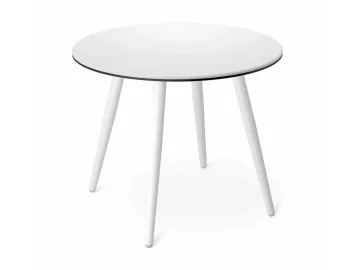 Стол SHT-TU104/TT59 90 МДФ/кант белый муар/белоснежная шагрень/черный матовый
