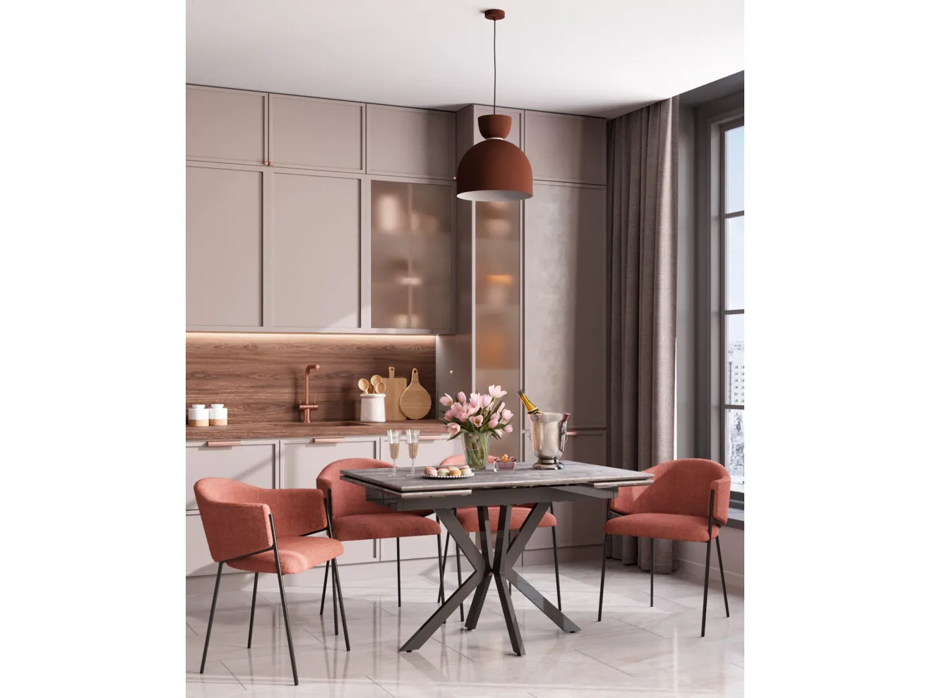 Стол обеденный STOOL GROUP Marmer 120-180/80/76 столешница МДФ16/керамика Антрацит арт. 9635972402