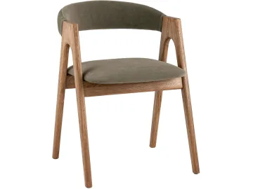 Стул STOOL GROUP Рен массив дуба Велюр зеленый/Коньяк