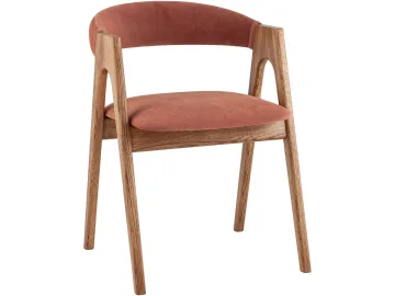 Стул STOOL GROUP Рен массив дуба Велюр терракотовый/Коньяк