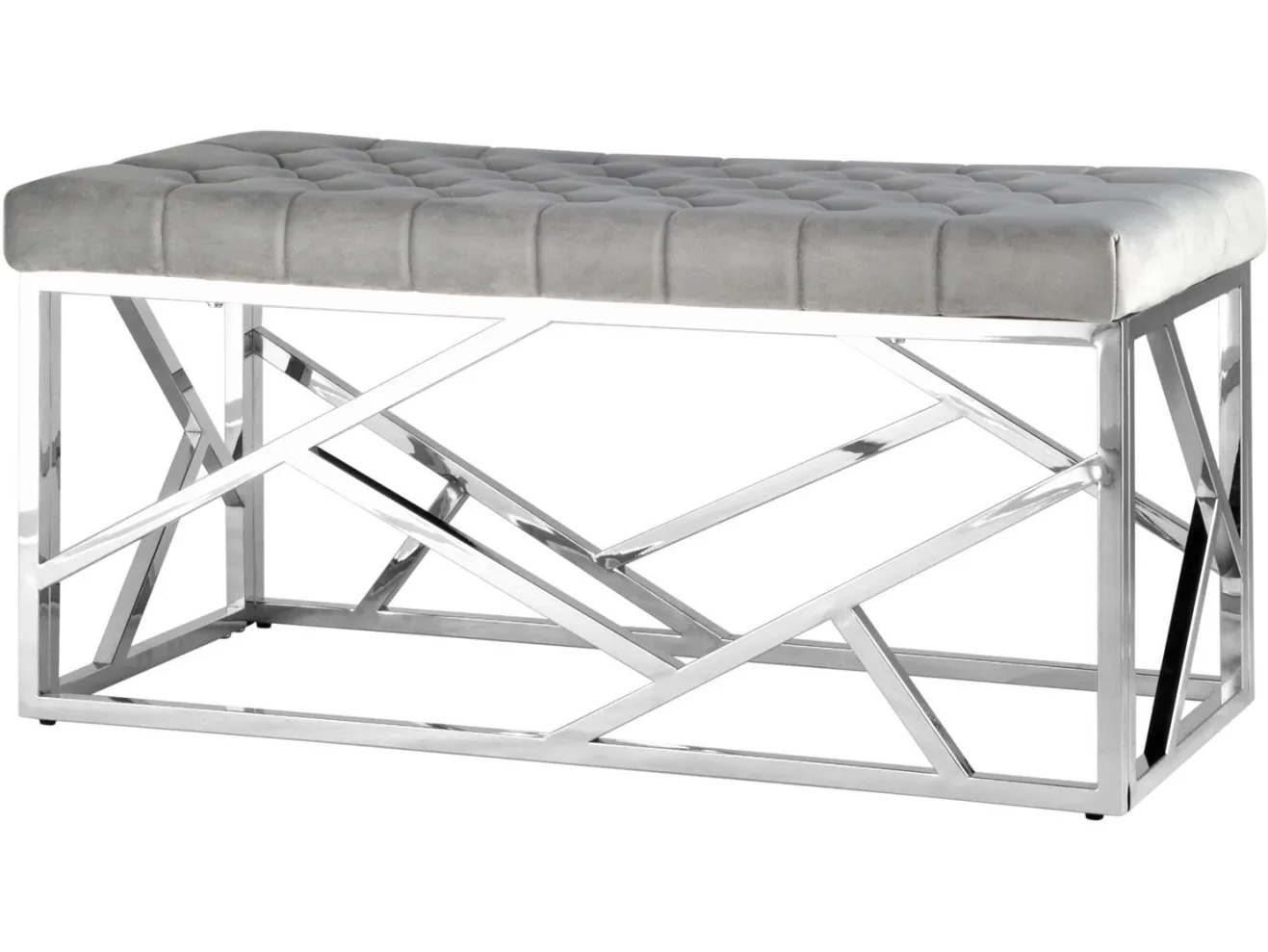 Банкетка-скамейка Stool Group АРТ ДЕКО Вельвет серый/Сталь серебро арт. 2647133602