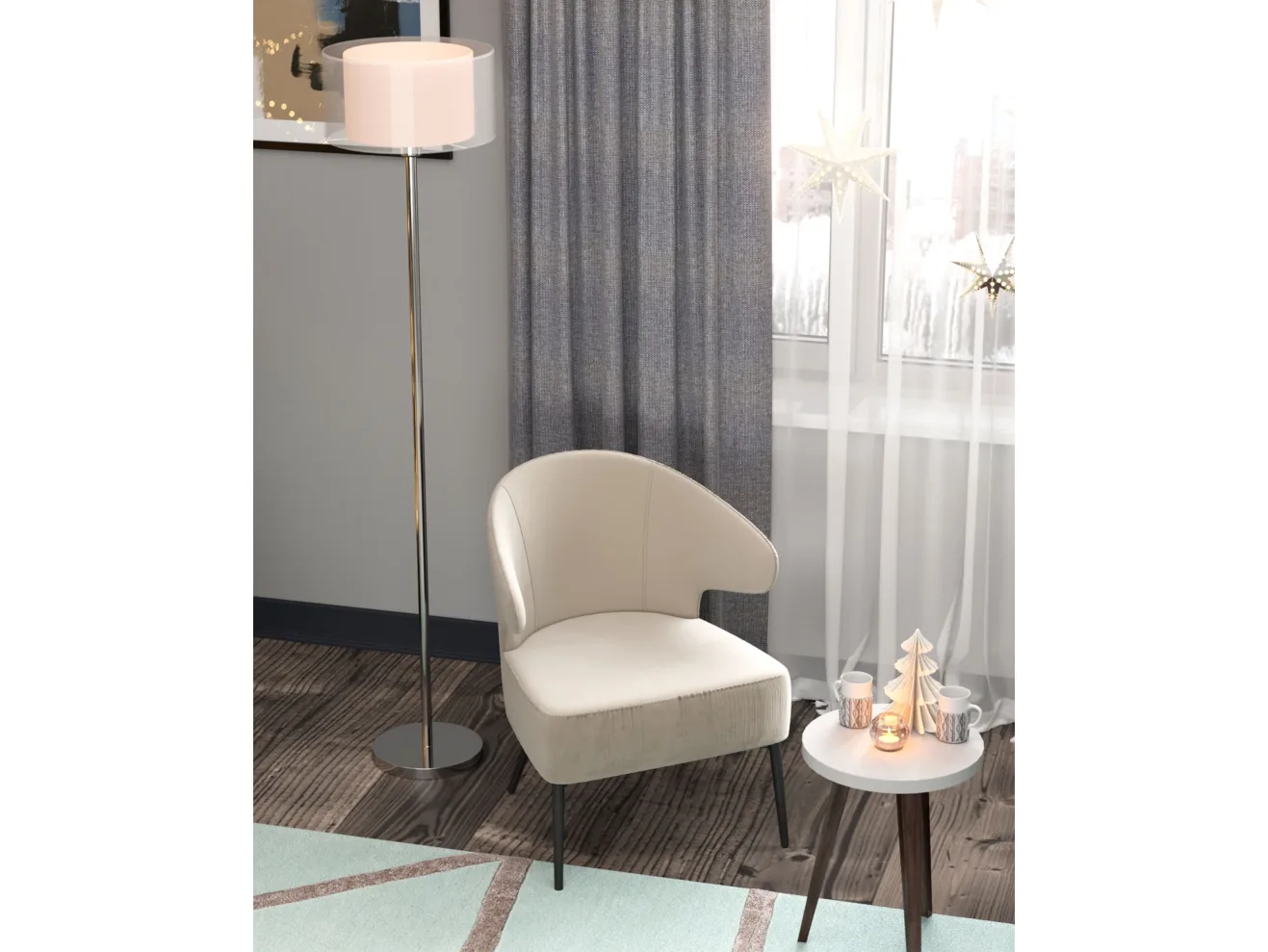 Кресло лаунж STOOL GROUP Royal Stripes Велюр молочный арт. 1582617901
