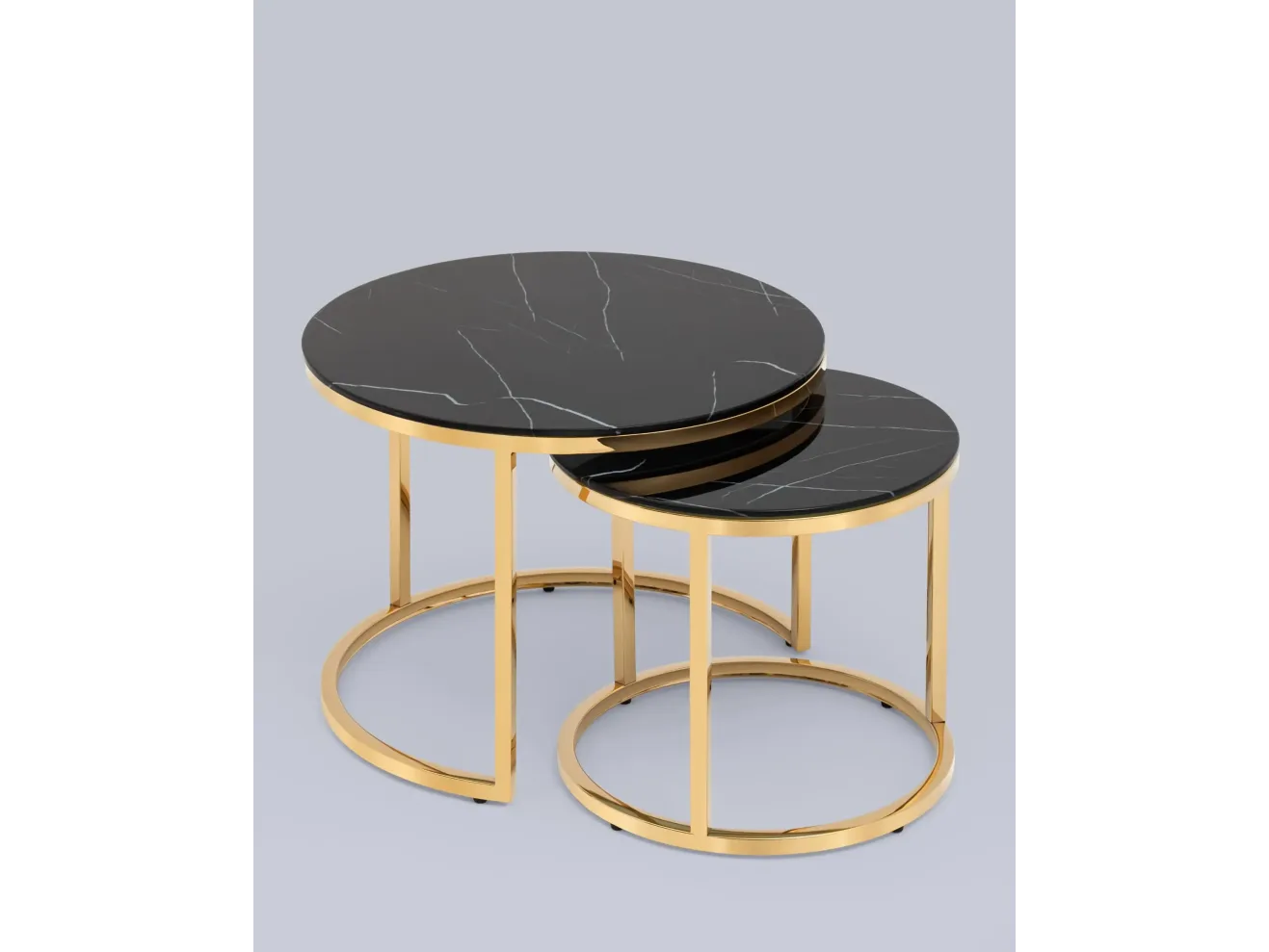 Набор журнальных столиков STOOL GROUP Селена 60 и 45 см Черный мрамор/Золото арт. 9051420902
