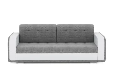 Диван еврокнижка Генри Рогожка Дрим Грей + кож.зам белый