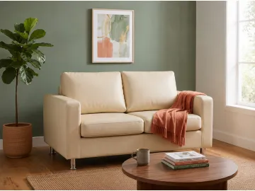 Диван офисный Ватсон бежевая экокожа, 130x75х90