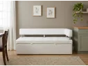 Диван-кровать кухонный Дельфин правый подлокотник, белая экокожа, 160x62х80 арт. 175420