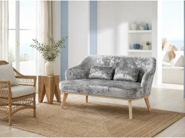 Диван Комфорт-5 plush silver (плаш сильвер)/бесцветный лак