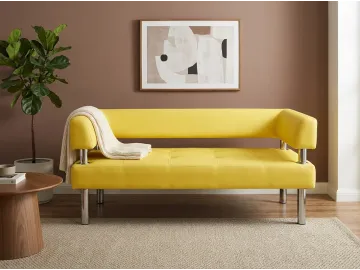 Диван Сантьяго с боковинами, желтая экокожа, 140x58х80